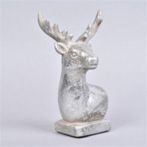 18445_deer zilver zittend 14x10x22cm